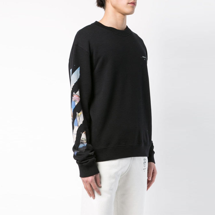 Off-White Side Stripe Round Neck Ordinary Version Black OMBA025R190030121088