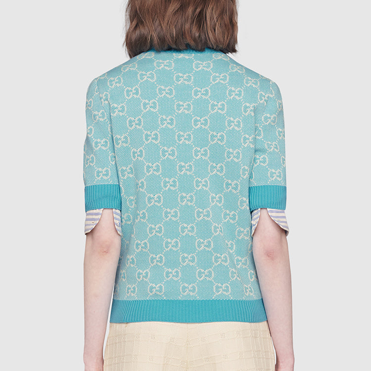 (WMNS) Gucci GG Cotton Wool Piquet Top 'Light Blue' 629456-XKBHQ-4692