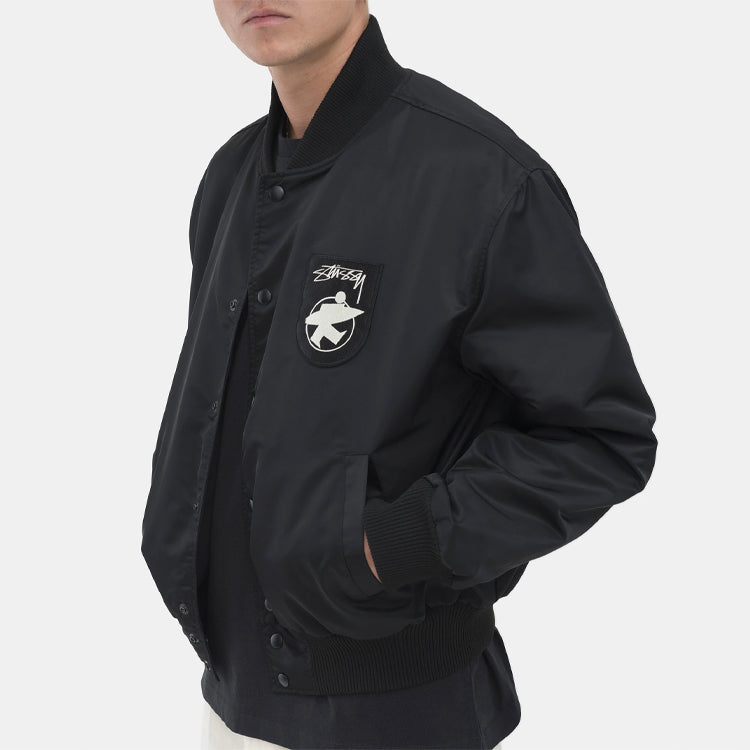 Stussy Unisex Surfman Stadium Bomber Jacket Black 115580
