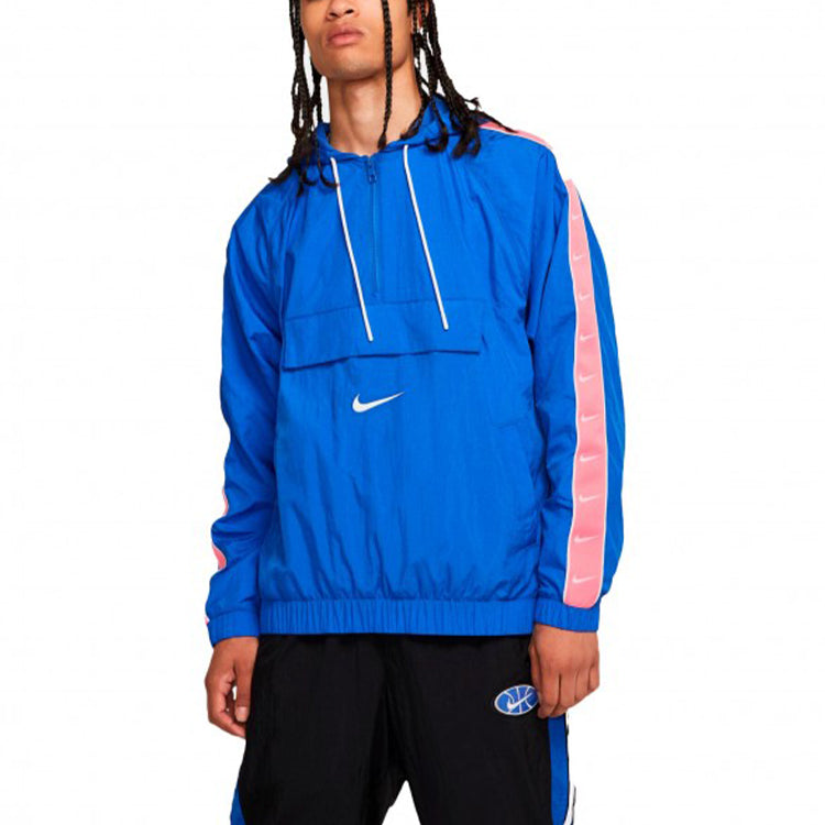 Nike Sportswear Swoosh Casual Half Zipper hooded track Jacket Blue CD0419-480