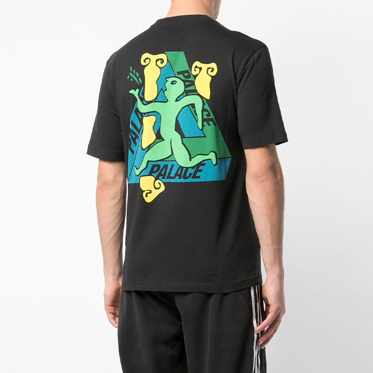 Men's PALACE Dancing Man Abstract Printing Short Sleeve Black P13TS059