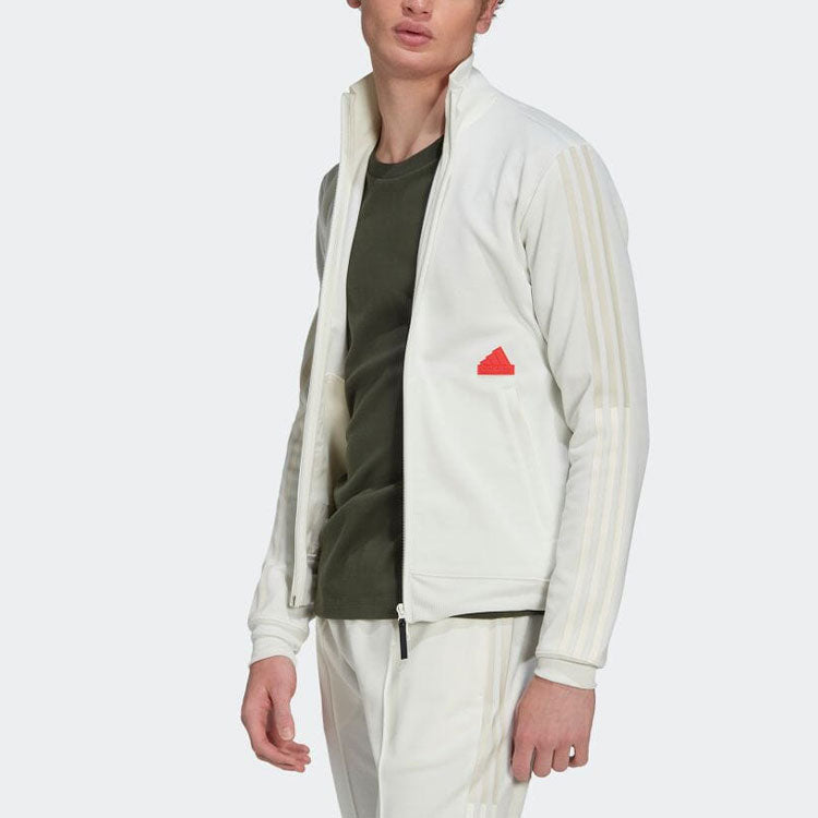 adidas Side Stripe Logo Printing Stand Collar Jacket White HG2071