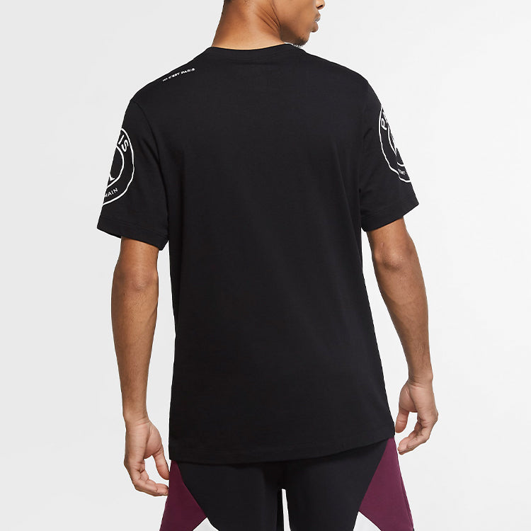 Air Jordan Paris Saint-Germain Printing Logo Short Sleeve Black CK9780-010