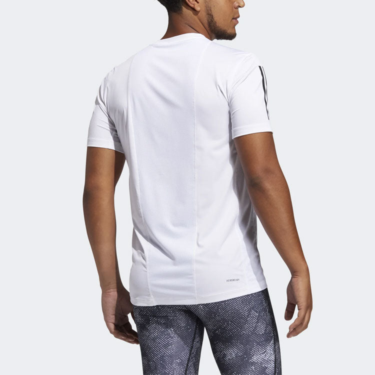 adidas Solid Color Logo Solid Color Round Neck Short Sleeve White GM0509
