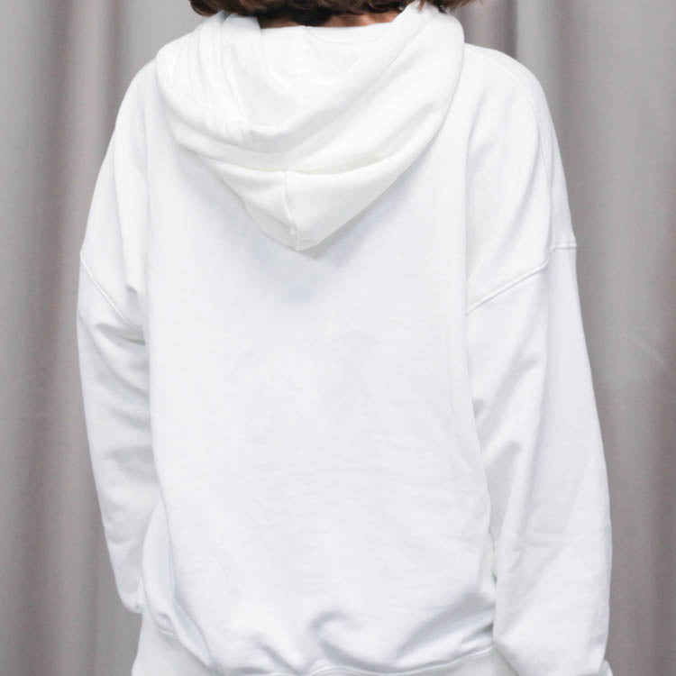 (WMNS) Converse Logo Print Hooded Drawstring Sweatshirt White 10020737-A03
