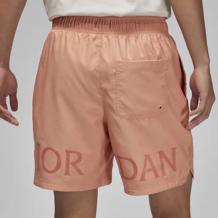 Men's Air Jordan Logo Printing Lacing Orange Pink Straight Shorts DM1373-824