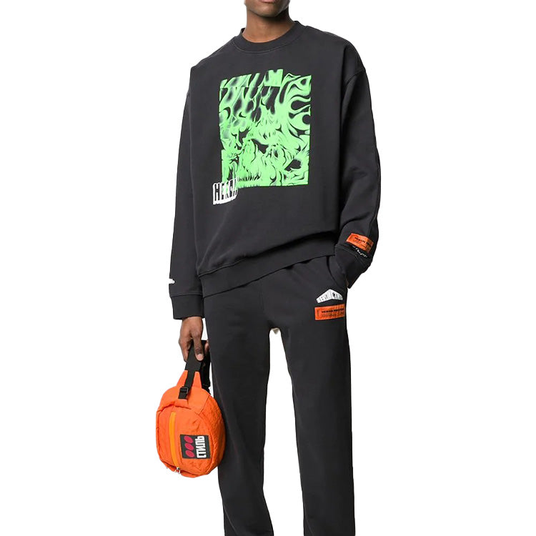 Men's HERON PRESTON Pattern Printing Long Sleeves Black HMBA007S208960201088
