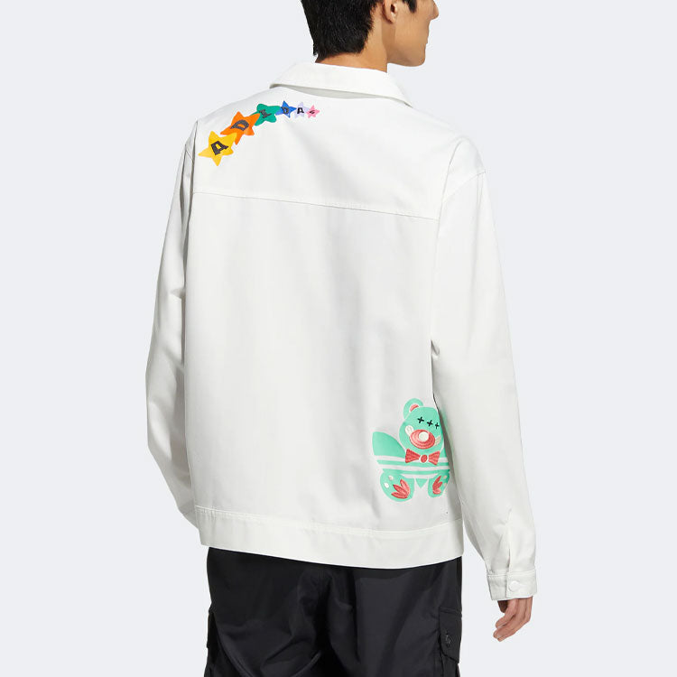 adidas originals SS22 Logo Cartoon Printing Sports Jacket Unisex White HP0116
