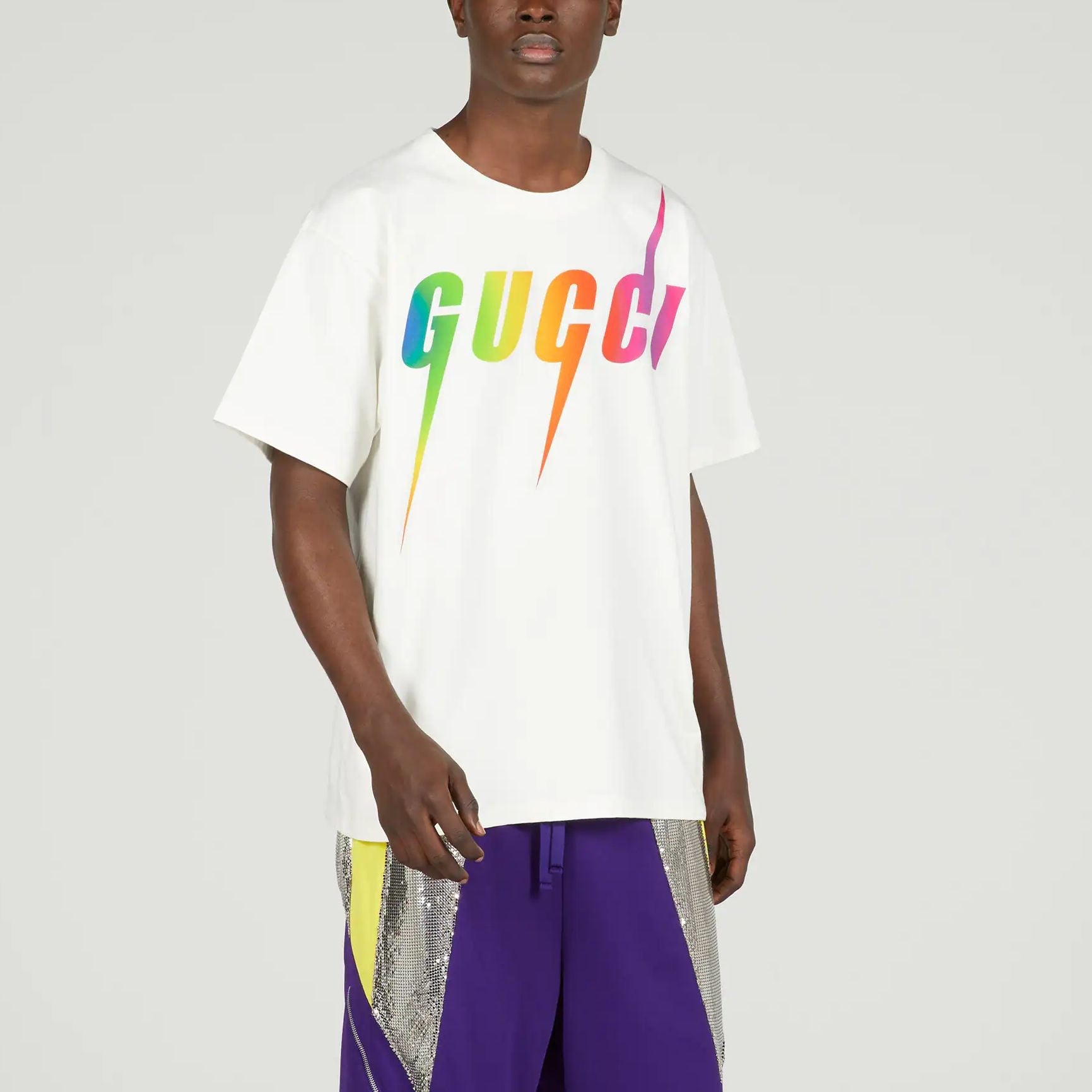 Gucci print cotton T-shirt 'off white' 616036-XJFF9-9095