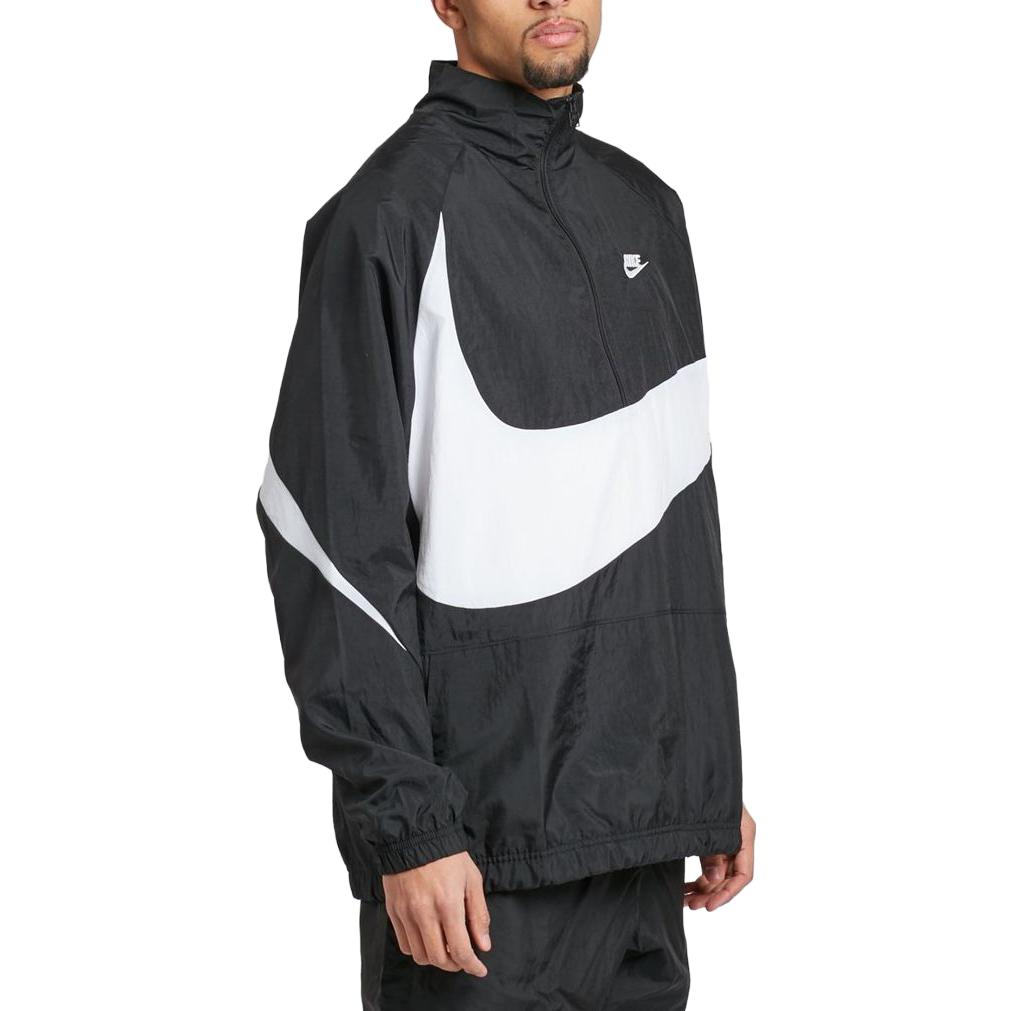 Nike Swoosh Half Zip Woven Jacket 'Black White' AJ2696-010