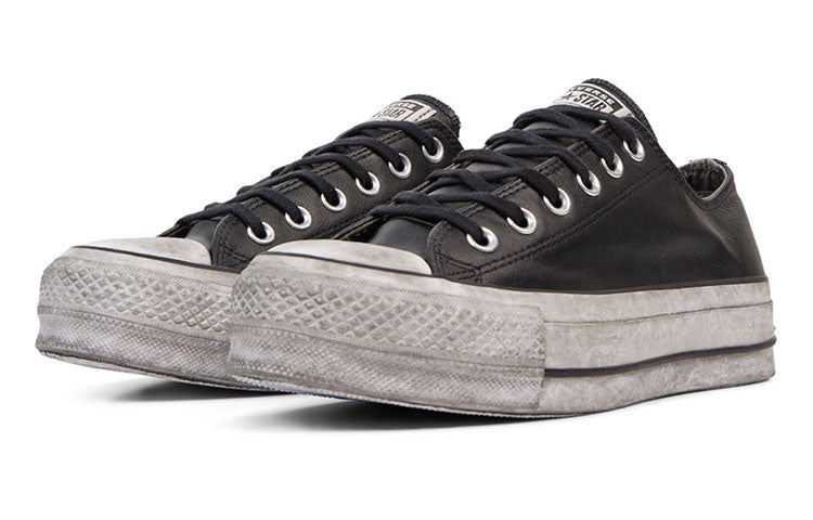 (WMNS) Converse Chuck Taylor All Star Leather Smoke Platform Low Top Retro Black White 562910C