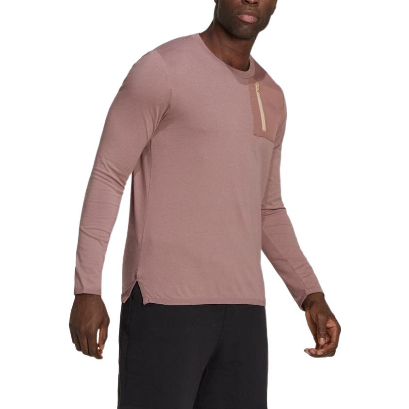 Men's adidas Solid Color Zipper Pocket Long Sleeves Pink T-Shirt HN1663