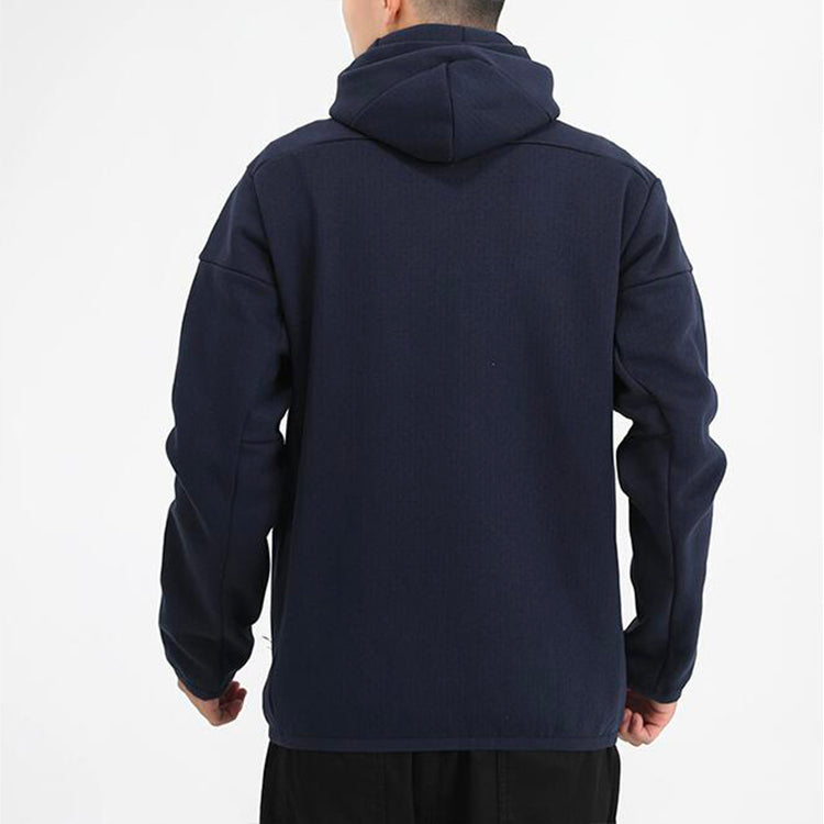 adidas Athleisure Casual Sports Knit Hooded Jacket Navy Blue GM6537