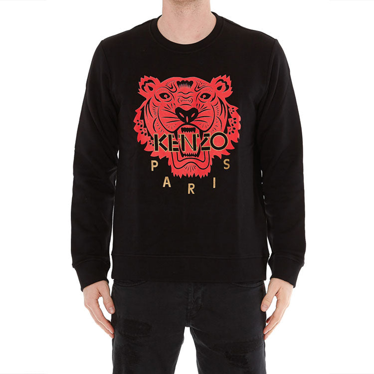 Men's KENZO Tiger Head Pattern Long Sleeves Pullover Black FA55SW1264Z5-99