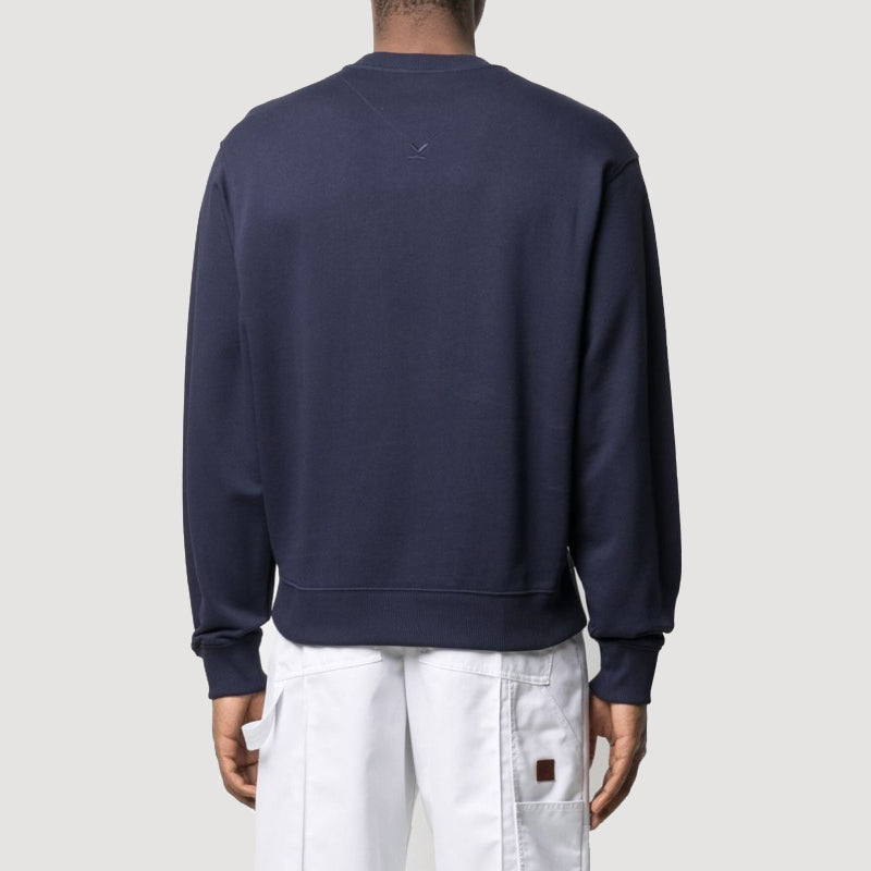 Men's KENZO SS21 Embroidered Round Neck Long Sleeves Navy Blue FB55SW0034ML-76