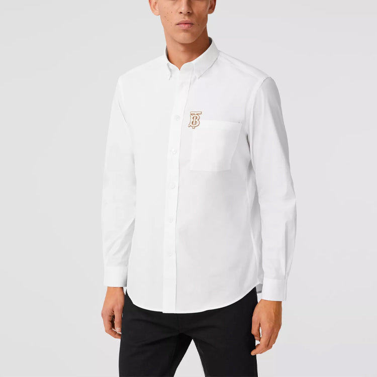 Burberry Pattern Elastic Shirt Male White 80367631