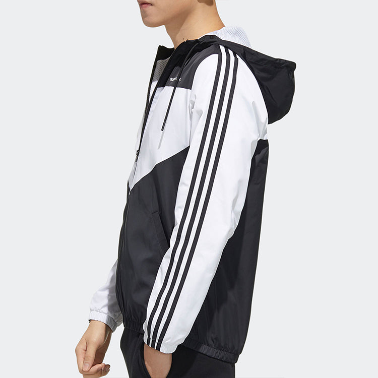 adidas neo Side Stripe Casual Sports Jacket Black FU1058