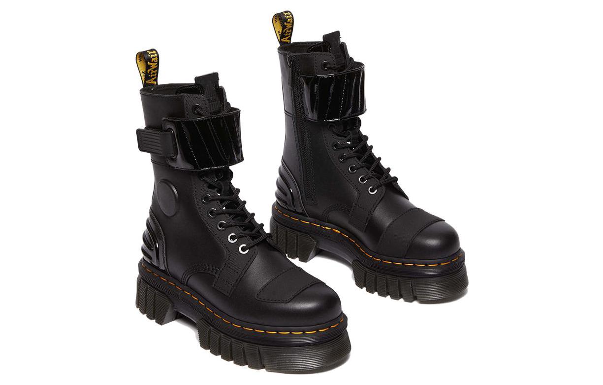 (WMNS) Dr. Martens Audrick 10-Eye Alternative Leather Lace Up Boots 'Black' 30970001