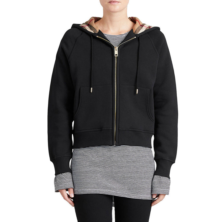 Burberry ribbed Fleece Lined Hooded Jacket Black 40385271