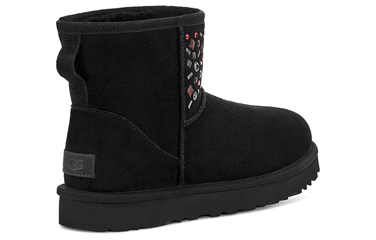 (WMNS) UGG Classic Mini Stud II Rivets Snow Boots Black 1119101-BLK