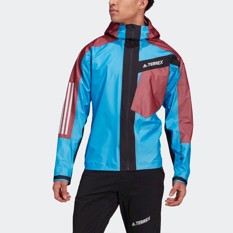 Men's adidas originals Colorblock Splicing Hooded Track Jacket Blue H57721