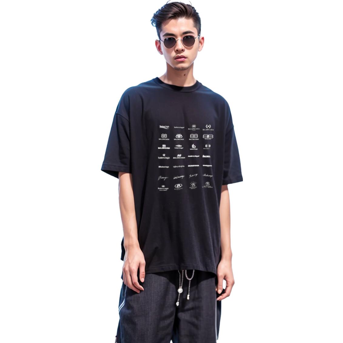Balenciaga Archives Logos T-Shirt Oversized 'Black' 712398TNVQ71070