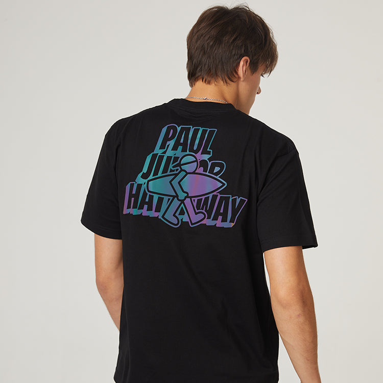 PJs Vigor Laser Alphabet Pattern Basic Casual Loose Short Sleeve Couple Style Black 20SSTS1004-P