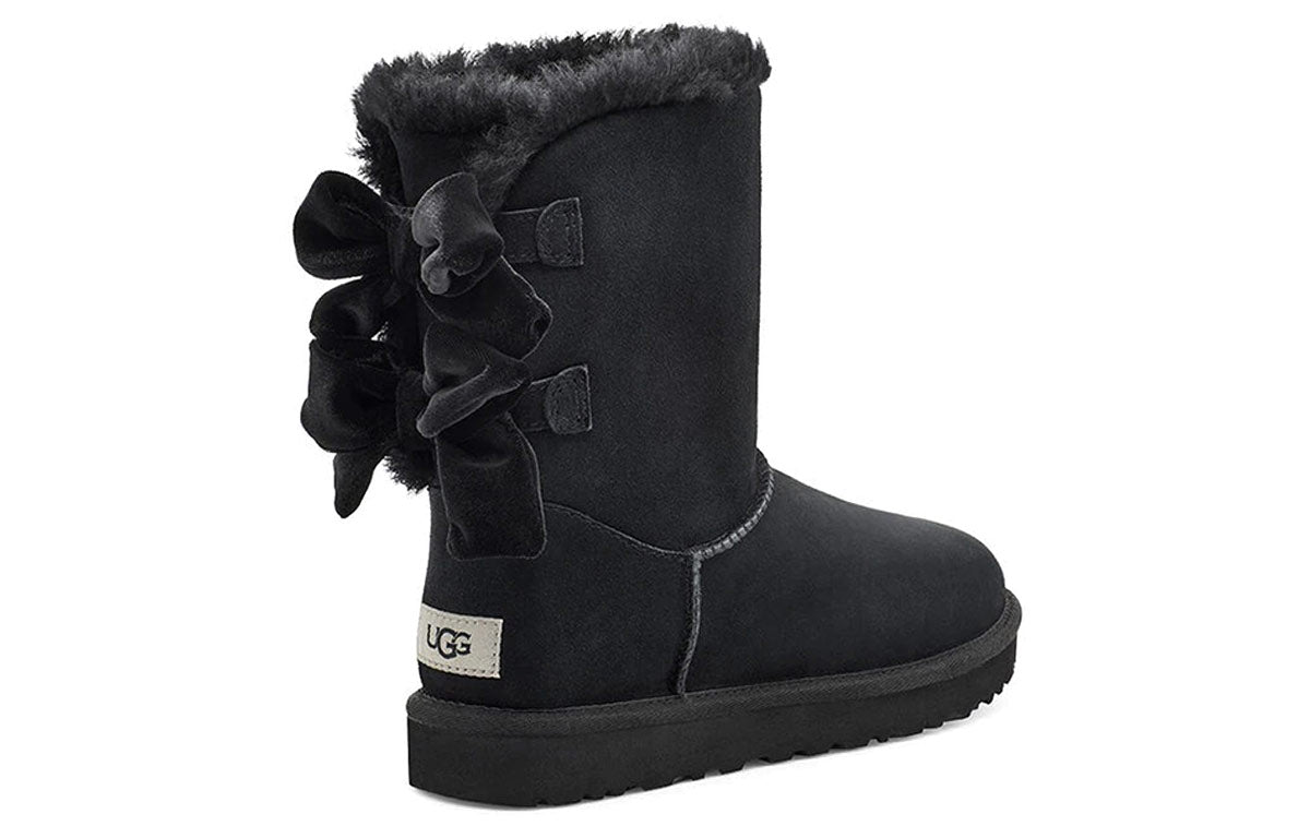 (WMNS) UGG Bailey Bow Velvet Snow Boots Black 1118854-BLK