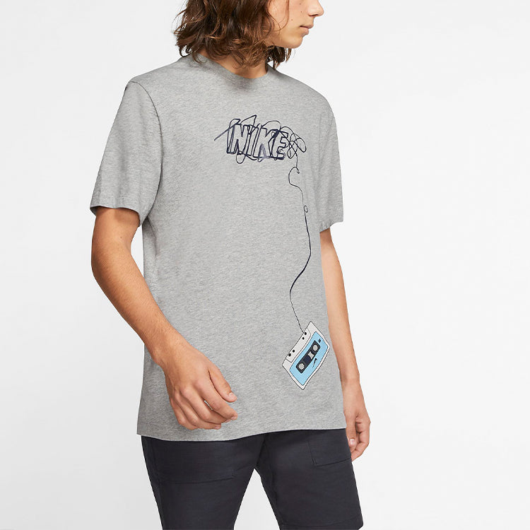 Nike SB Skateboard Sports Skateboard Printing Pattern Round Neck Pullover Short Sleeve Gray CD2085-063