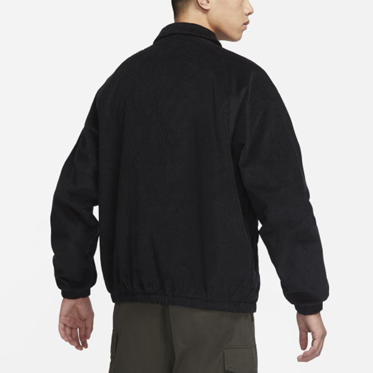 Men's Nike Stack logo Casual Corduroy Jacket Autumn Black DO2323-010