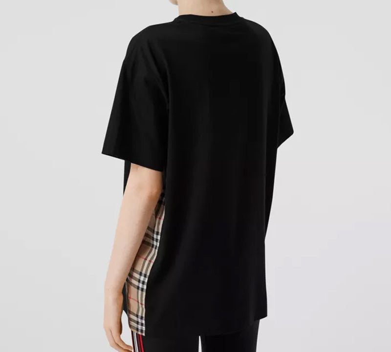 Burberry Vintage Check Panel Cotton Oversized Short Sleeve Black 80245451