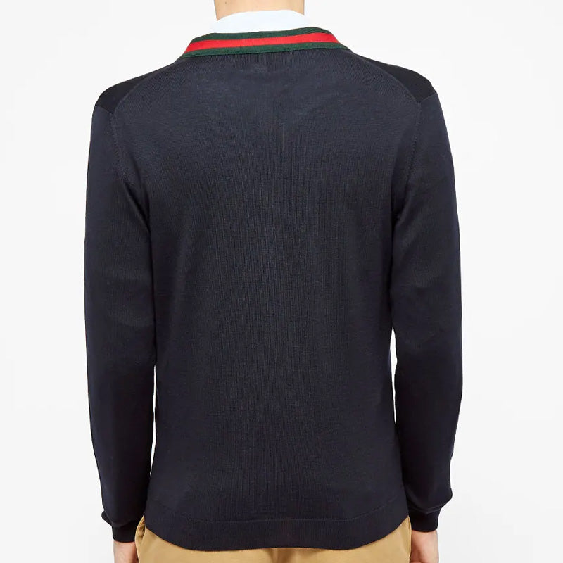 Gucci GRG Lace-up Low V-neck Sweater Black 408146-X1317-4060