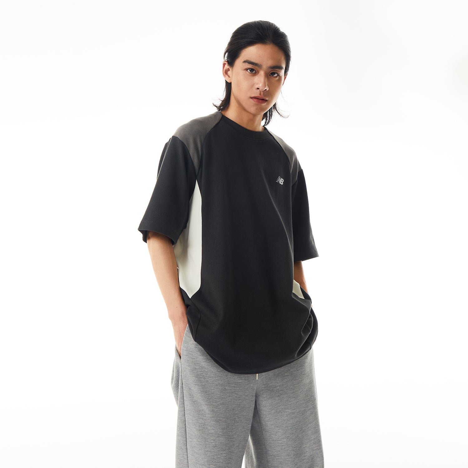 New Balance x LiangDong Color Block T-Shirt Asia Sizing 'Dark Grey' NEE17113-DKG