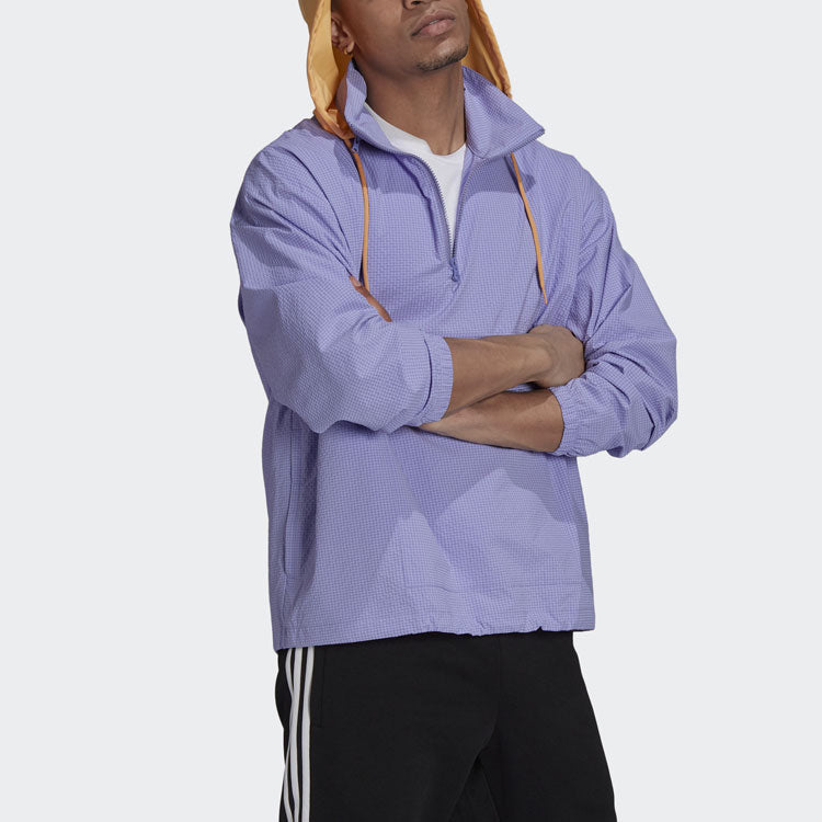 adidas originals Quarter Zip Casual Sports Half Zipper Hooded Jacket Purple HB1822