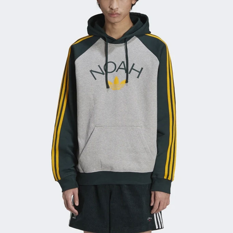 Men's adidas originals x NOAH Crossover 3-stripes Logo Printing Colorblock Pullover Green HC4305