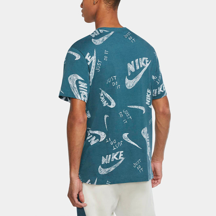 Nike Logo Round Neck Pullover Short Sleeve Blue CU9083-058