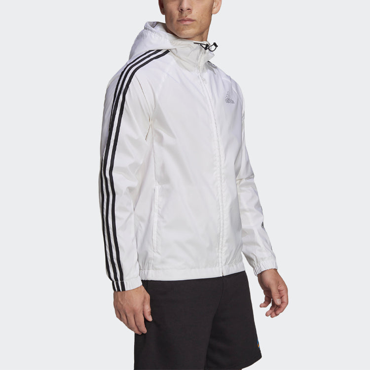 adidas Casual hooded Long Sleeves Jacket White HE4318