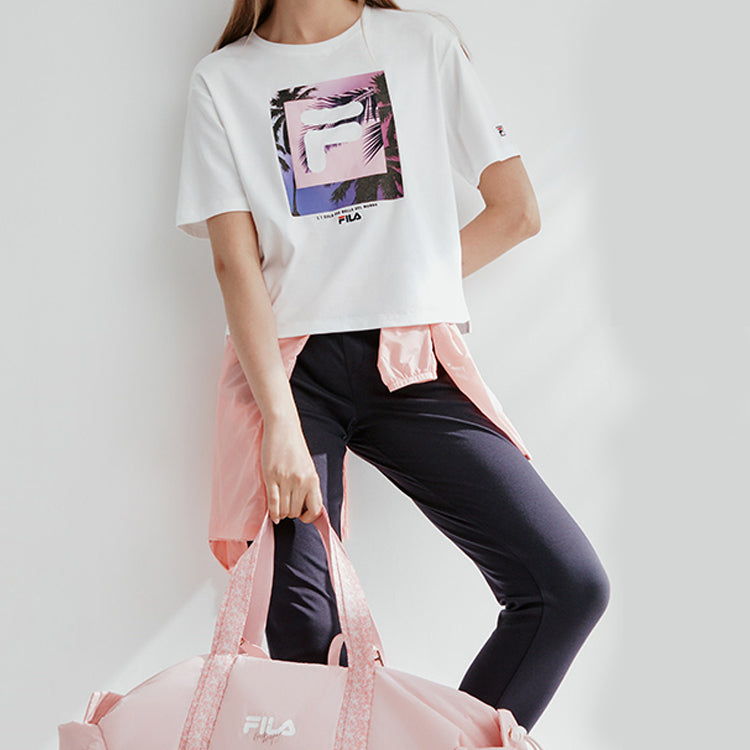 (WMNS) FILA Printing Short Sleeve White T-Shirt F11W028137F-WT