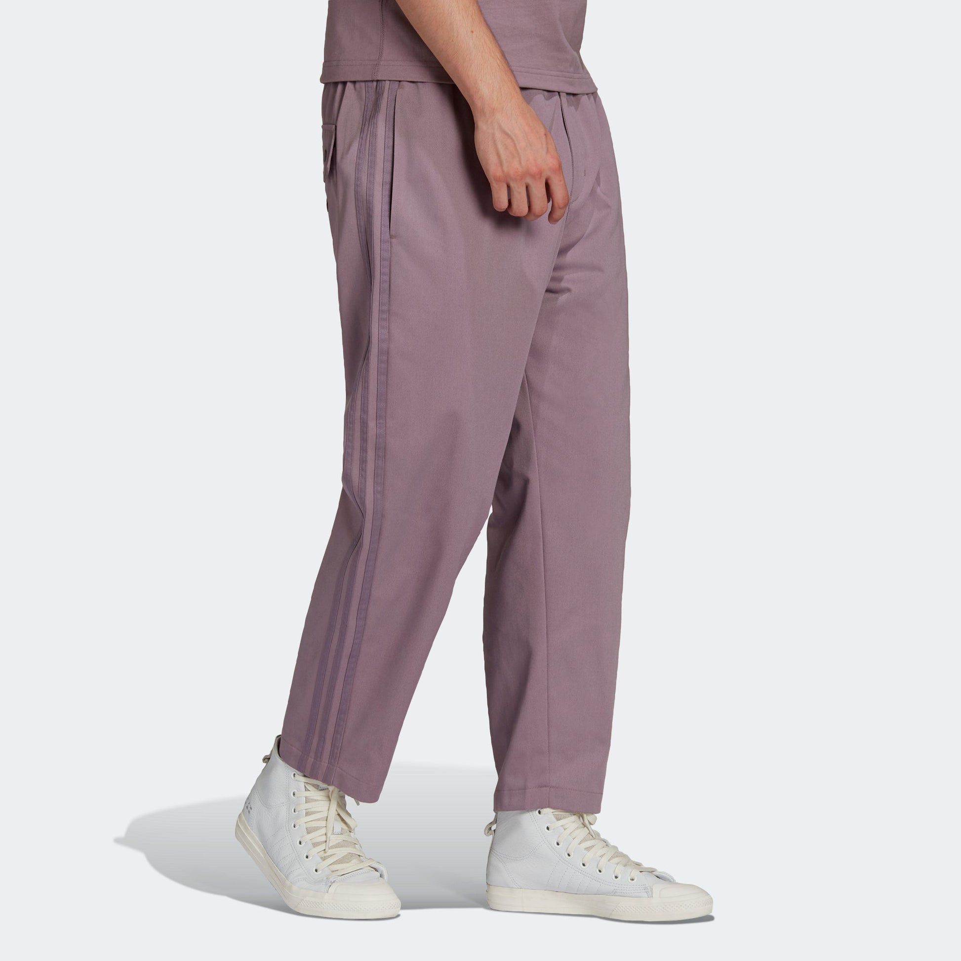 Men's adidas originals C Twill Pant Side Stripe Loose Sports Pants/Trousers/Joggers Light Purple HC8607