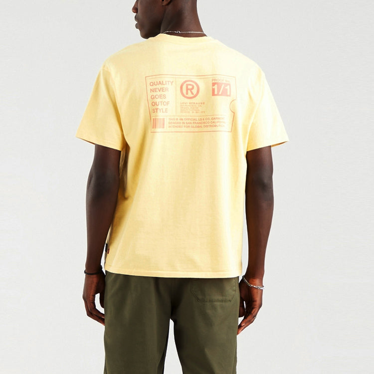 Men's Levis Round Neck Alphabet Printing Short Sleeve Yellow 87373-0004