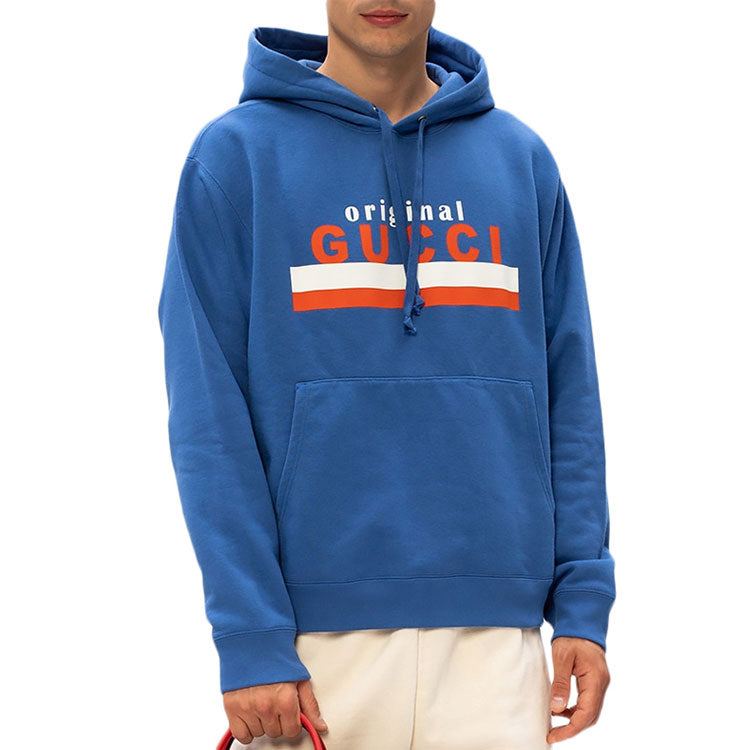 Gucci Original Printing Logo hooded Long Sleeves Blue 626989-XJCOR-4370