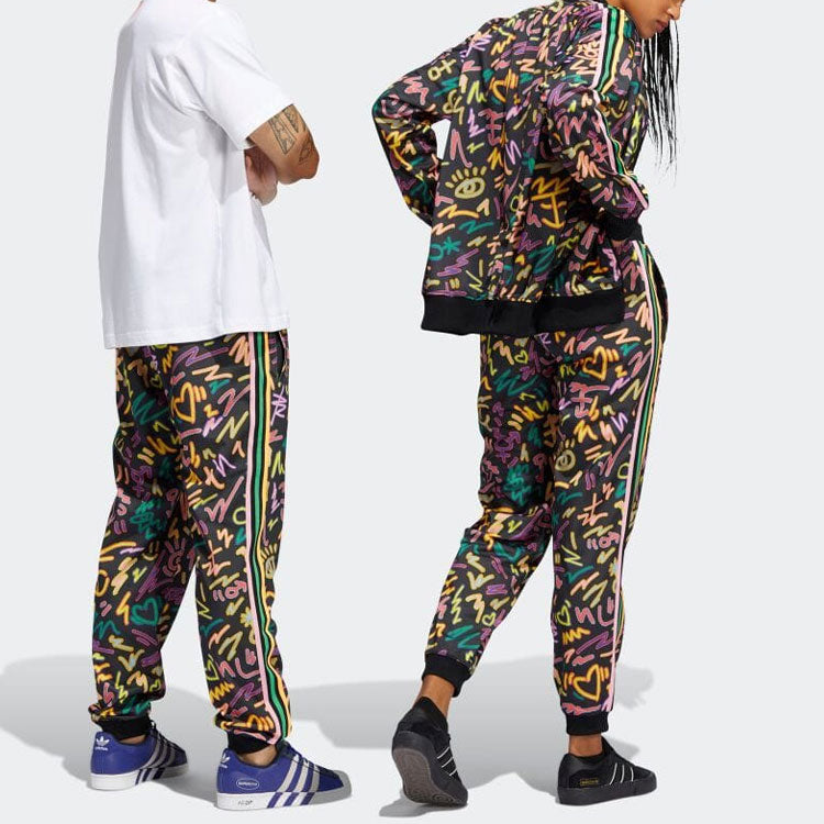 Men's adidas originals Geometry Pattern Full Print Printing Stripe Casual Pants/Trousers Multicolor HC3089
