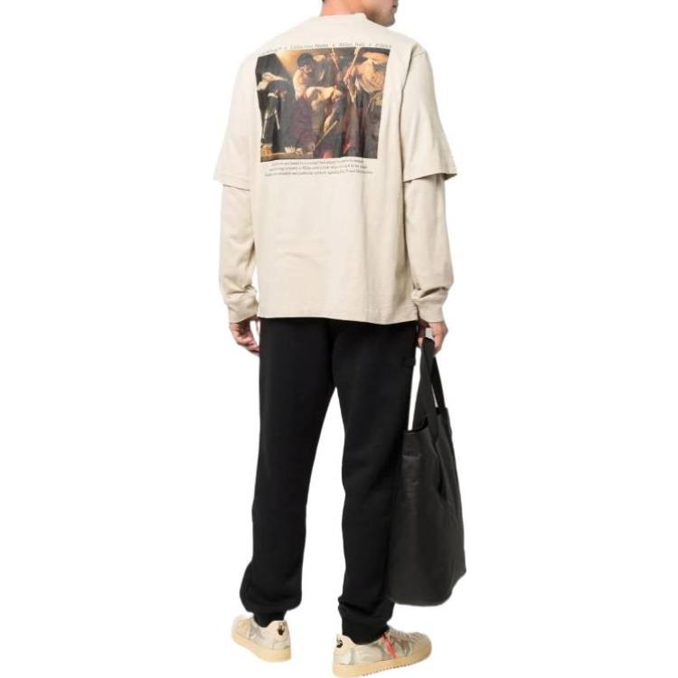Men's Off-White SS22 Back Painting Printing Long Sleeves Loose Fit T-Shirt OMAB068S22JER0011710