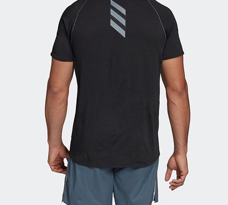 adidas Adi Runner Tee Running Sports Short Sleeve Black FM7637