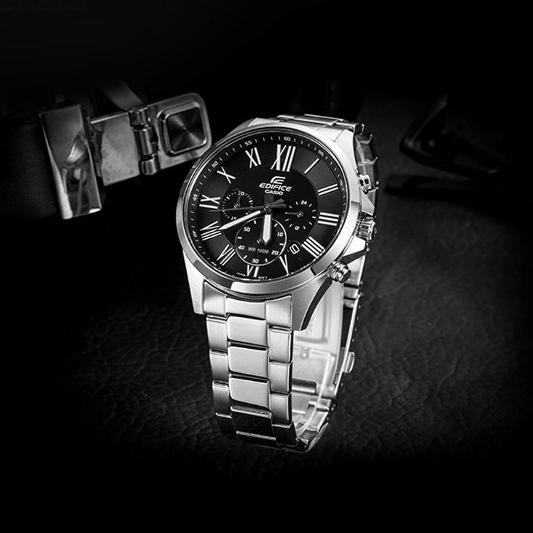 CASIO Water Proof Edifice Series Black/ Waterproof Mens Silver Analog EFV-500D-1AVUPR
