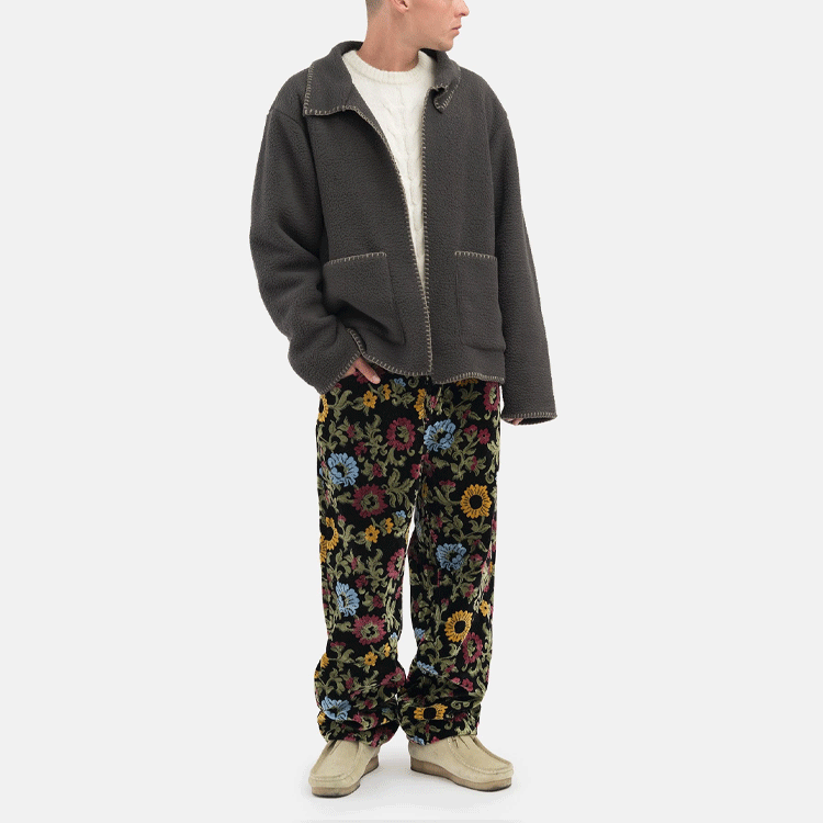 Stussy Woodsy Blanket Stitch Fleece Jacket 'Black' 218128