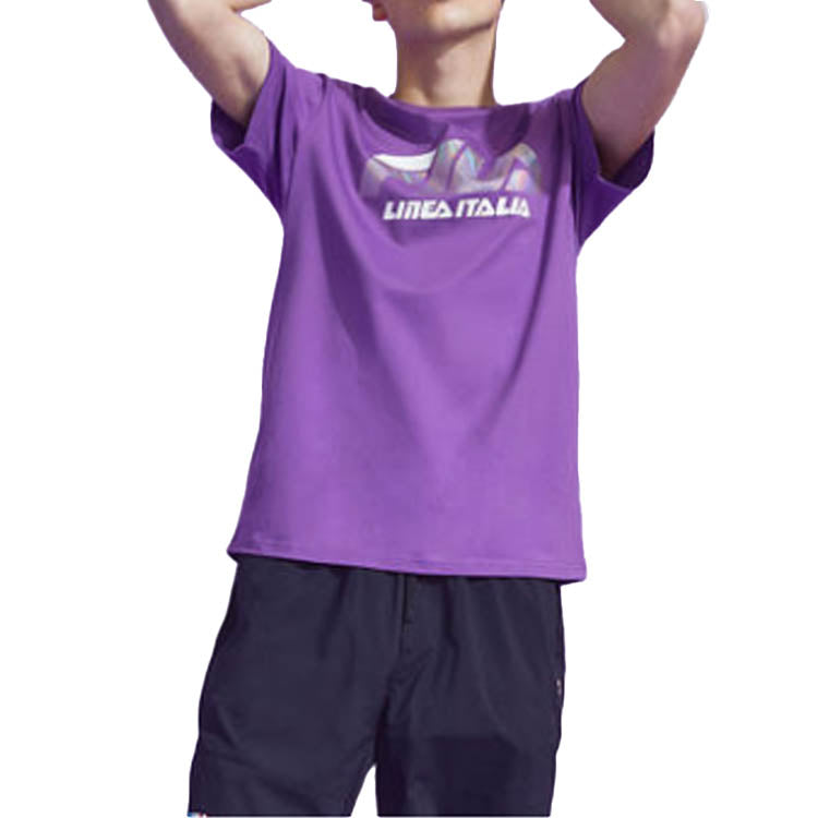 FILA FUSION Colorful Basic Round Neck Short Sleeve Couple Style Purple T11M026101F-VT