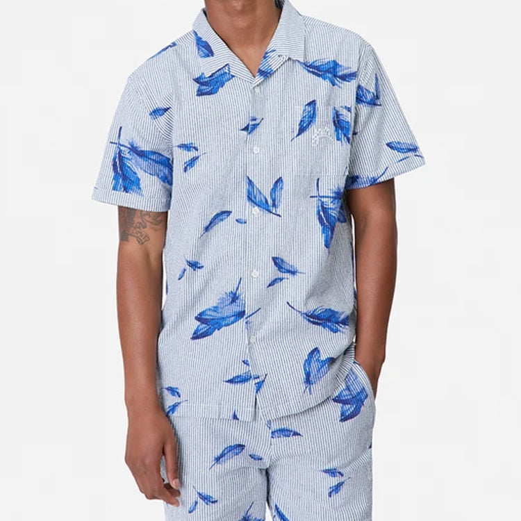 KITH Camp Collar Seersucker Shirt 'Navy' KH3750-102