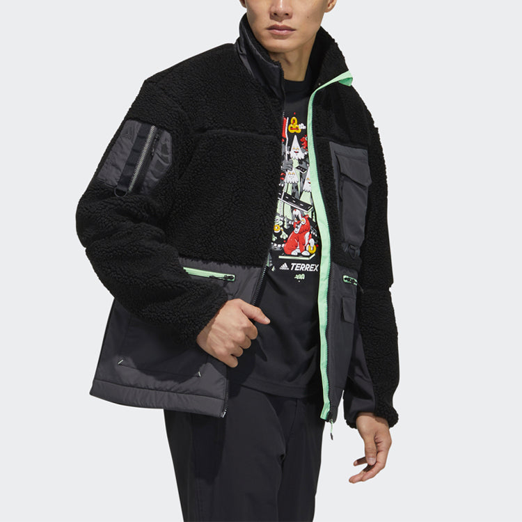 adidas Urban Sherp JKT Zipper Splicing Stay Warm Outdoor Sports Jacket Black GV3525