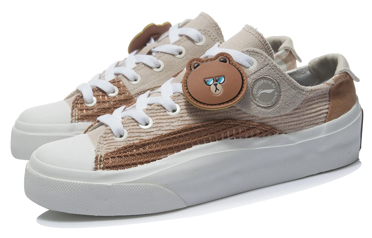 (WMNS) Li-Ning x Line Friend Vulc Low 'Brown White' AGCR280-1